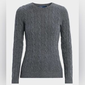 NEW Polo Ralph Lauren Cable-Knit Cashmere Crewneck Sweater Sz S Battalion Gray